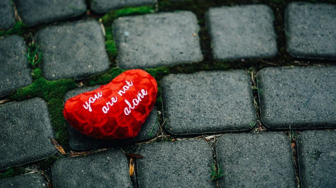 kaboompics_Small red heart on a cobblestone path